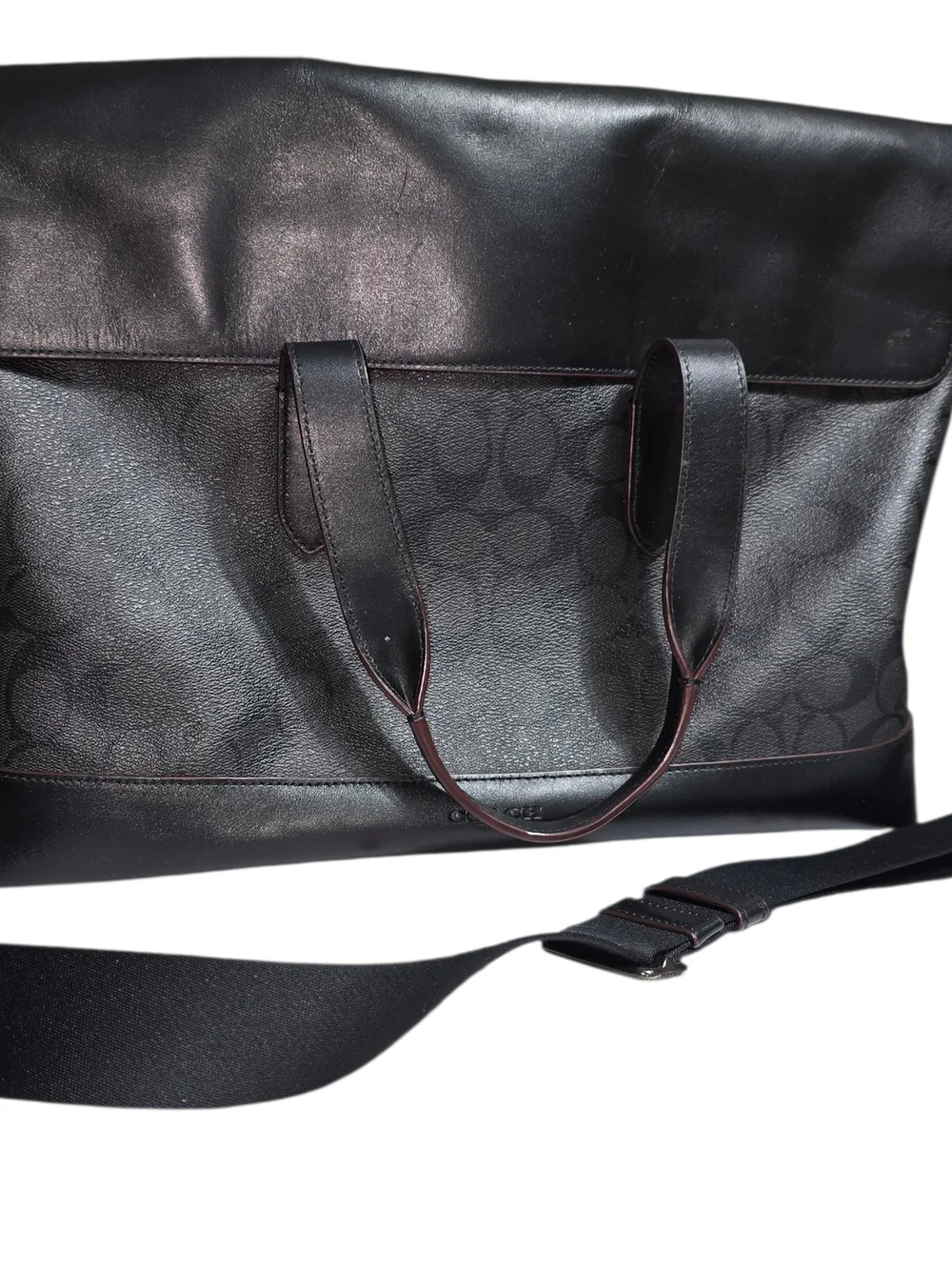 Coach Hamilton Portfolio Briefcase Black Leather Laptop Bag Crossbody F77858